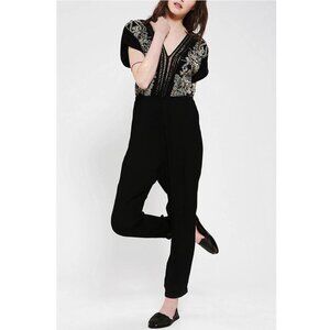 Ecote Urban Outfitters Wren Jumpsuit Embroidered Lace Black Kimono M NEW 268511